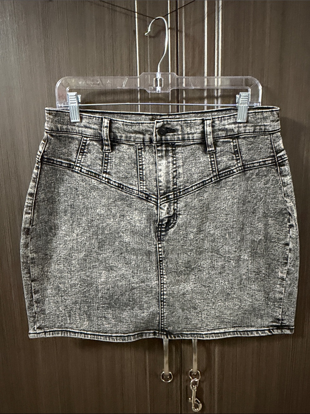 Fashion Nova Black & White Acid Wash Denim Mini Skirt